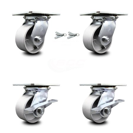 Service Caster 4 Inch Semi Steel Swivel Caster Swivel Locks 2 Brakes, 2PK SCC-35S420-SSR-BSL-2-SLB-2